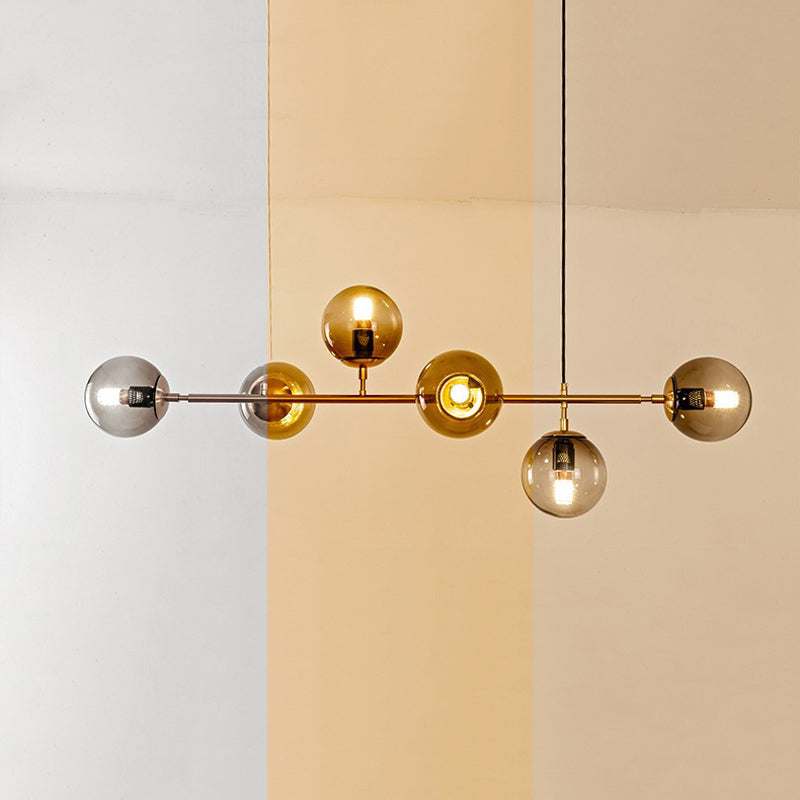 4 / 6 - Light Ceiling Pendant Fixture Metal and Glass Ball Shade Kitchen Island Light