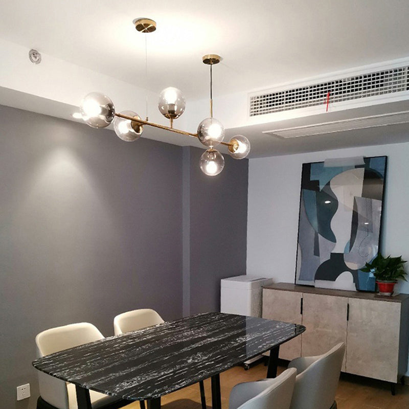 4 / 6 - Light Ceiling Pendant Fixture Metal and Glass Ball Shade Kitchen Island Light