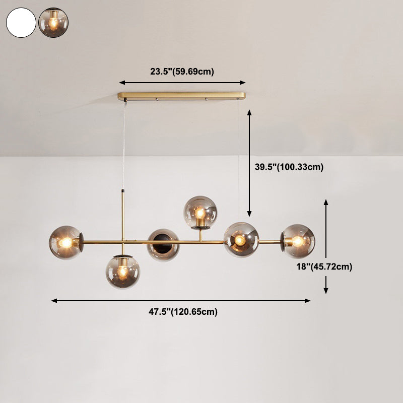 4 / 6 - Light Ceiling Pendant Fixture Metal and Glass Ball Shade Kitchen Island Light