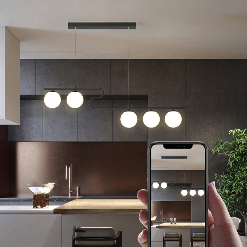 Modern Simple Hanging Lamp Glass Ball Shape Shade Island Light Fixture for Dining Table