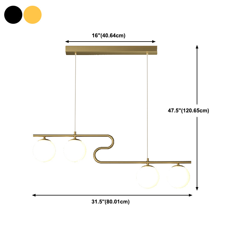 Modern Simple Hanging Lamp Glass Ball Shape Shade Island Light Fixture for Dining Table