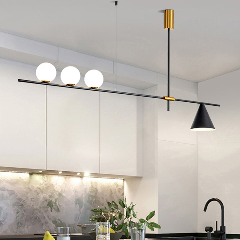 Modern Simple Iron Hanging Lamp Strip Shape Island Light Fixture for Dining Table