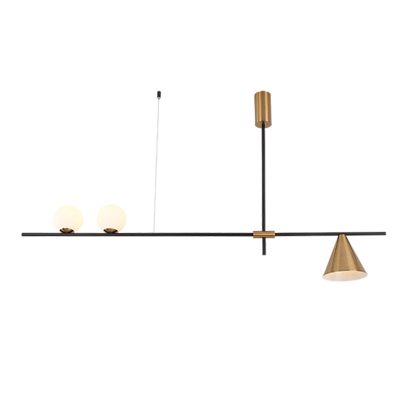Modern Simple Iron Hanging Lamp Strip Shape Island Light Fixture for Dining Table