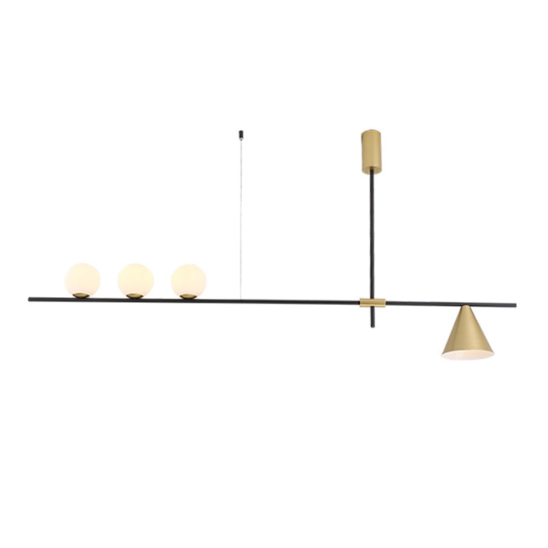 Modern Simple Iron Hanging Lamp Strip Shape Island Light Fixture for Dining Table