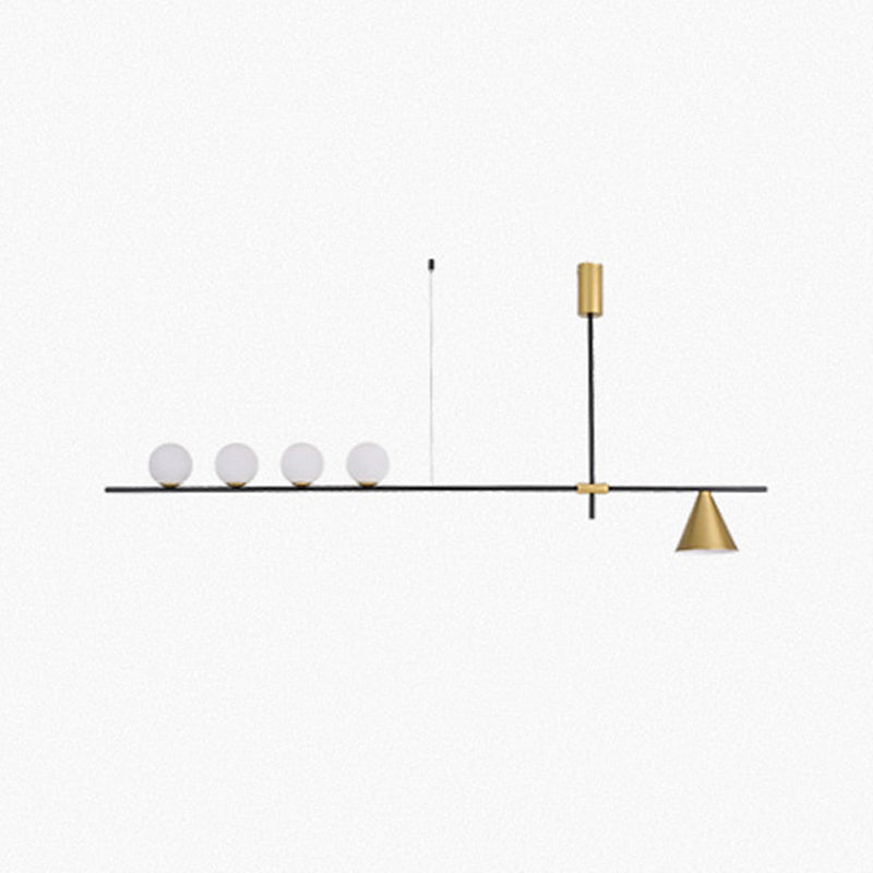 Modern Simple Iron Hanging Lamp Strip Shape Island Light Fixture for Dining Table