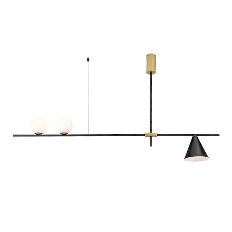 Modern Simple Iron Hanging Lamp Strip Shape Island Light Fixture for Dining Table