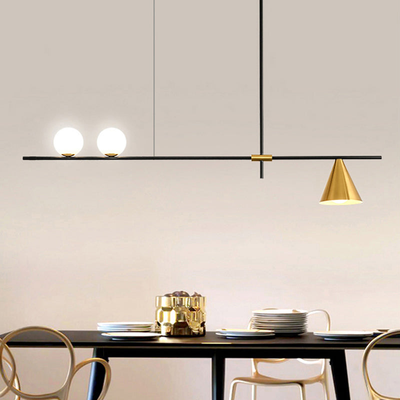 Modern Simple Iron Hanging Lamp Strip Shape Island Light Fixture for Dining Table