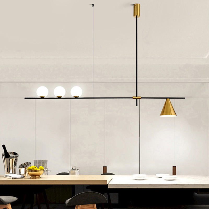 Modern Simple Iron Hanging Lamp Strip Shape Island Light Fixture for Dining Table