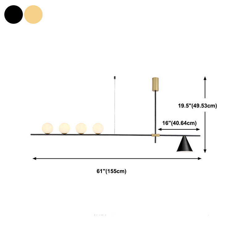Modern Simple Iron Hanging Lamp Strip Shape Island Light Fixture for Dining Table