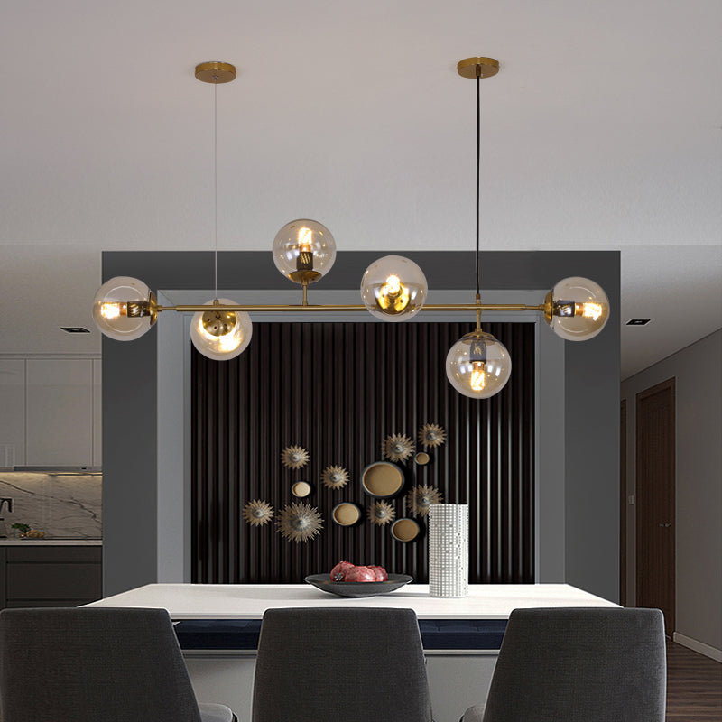 Nordic Style Hanging Lamp Strip Shape Island Light Fixture with Glass Shade for Bedroom