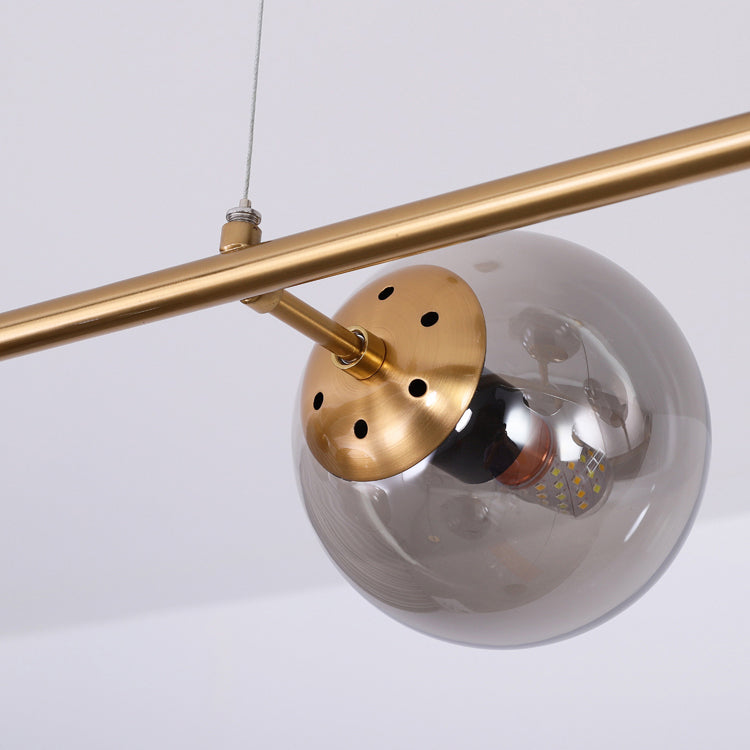 Nordic Style Hanging Lamp Strip Shape Island Light Fixture with Glass Shade for Bedroom