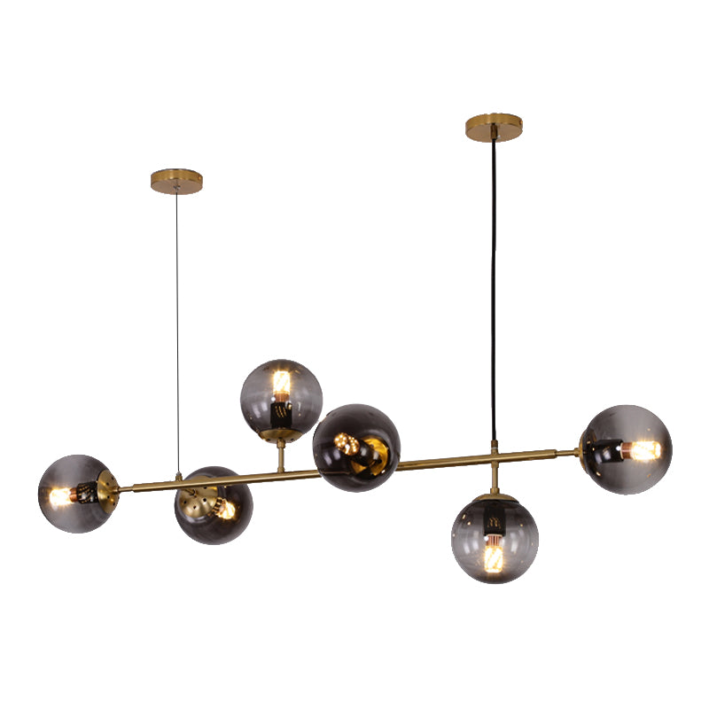 Nordic Style Hanging Lamp Strip Shape Island Light Fixture with Glass Shade for Bedroom