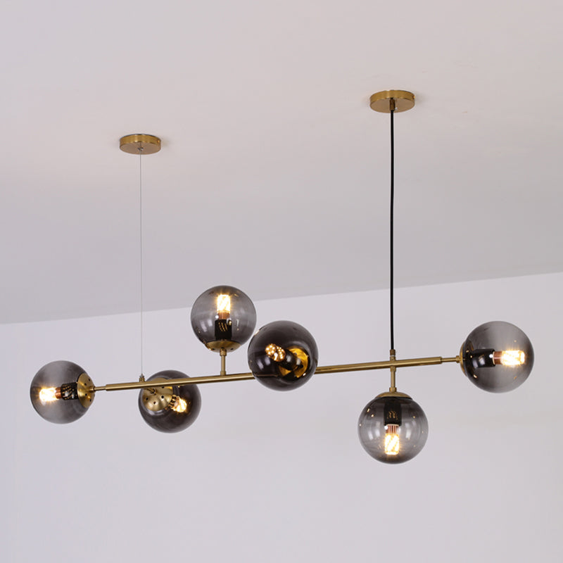 Nordic Style Hanging Lamp Strip Shape Island Light Fixture with Glass Shade for Bedroom