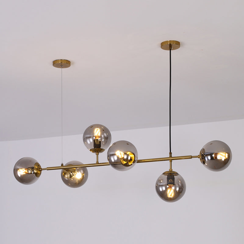 Nordic Style Hanging Lamp Strip Shape Island Light Fixture with Glass Shade for Bedroom