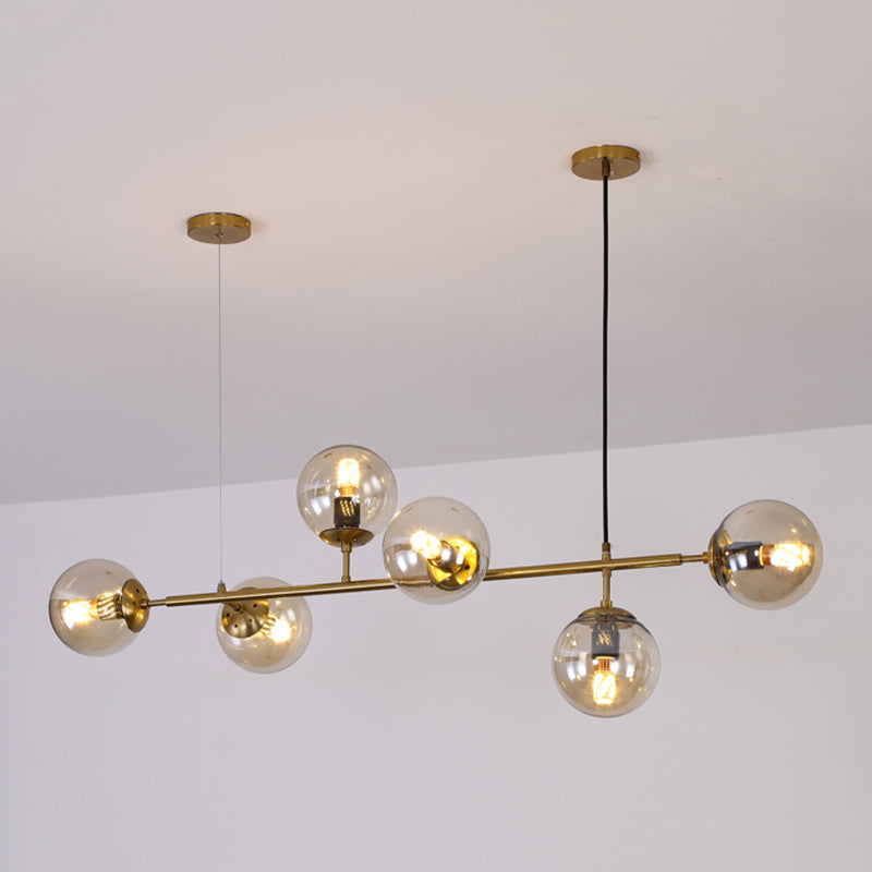 Nordic Style Hanging Lamp Strip Shape Island Light Fixture with Glass Shade for Bedroom