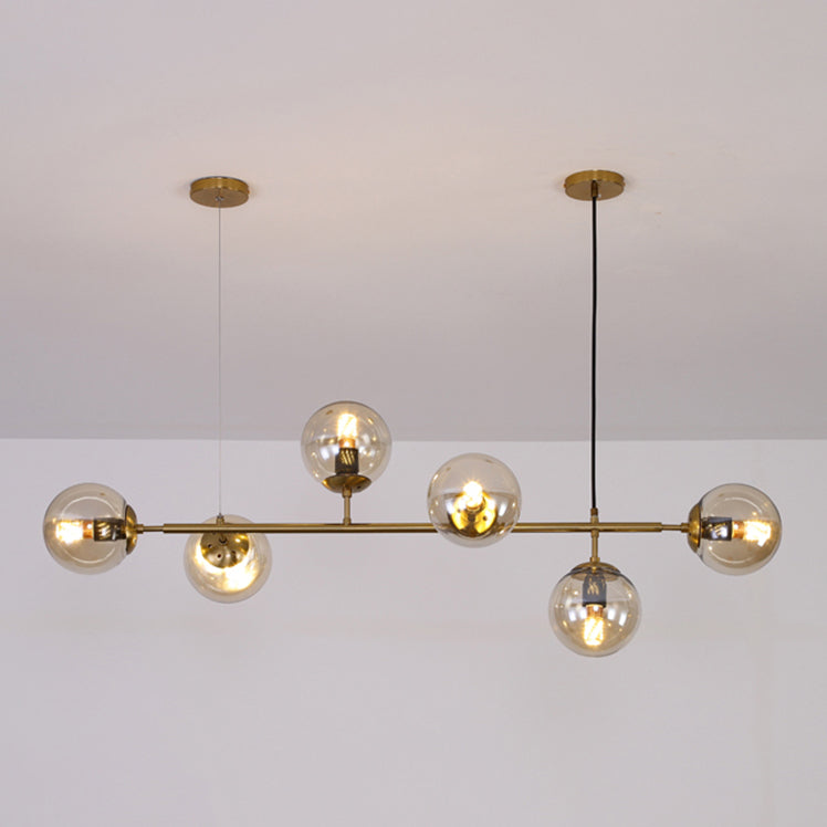 Nordic Style Hanging Lamp Strip Shape Island Light Fixture with Glass Shade for Bedroom