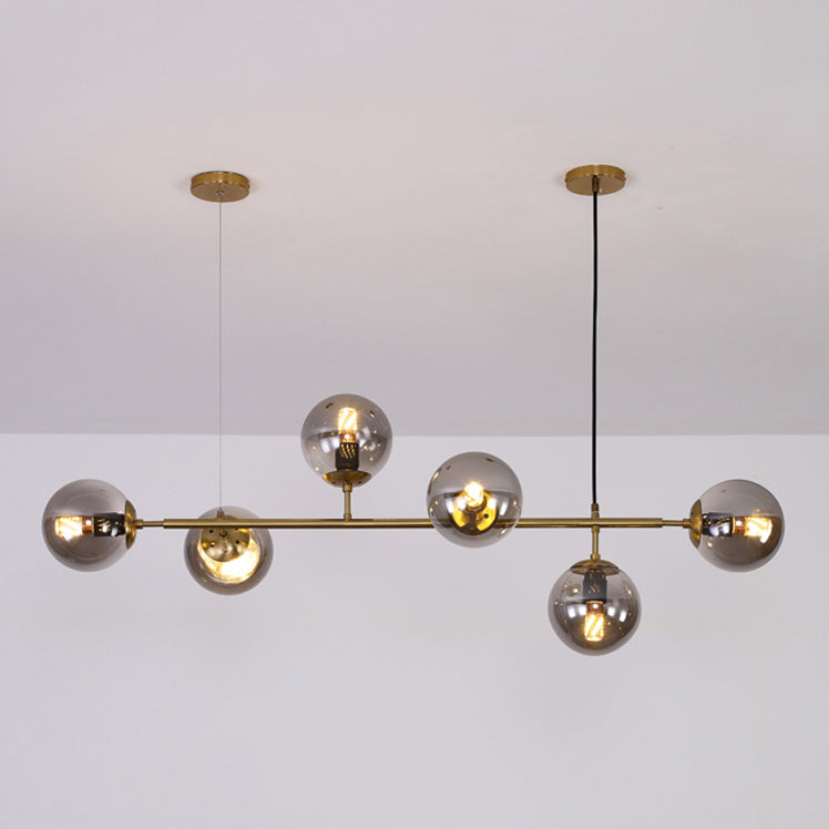 Nordic Style Hanging Lamp Strip Shape Island Light Fixture with Glass Shade for Bedroom