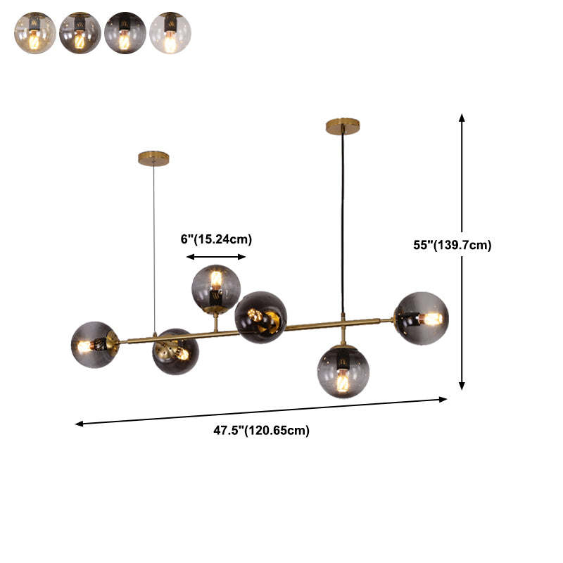 Nordic Style Hanging Lamp Strip Shape Island Light Fixture with Glass Shade for Bedroom