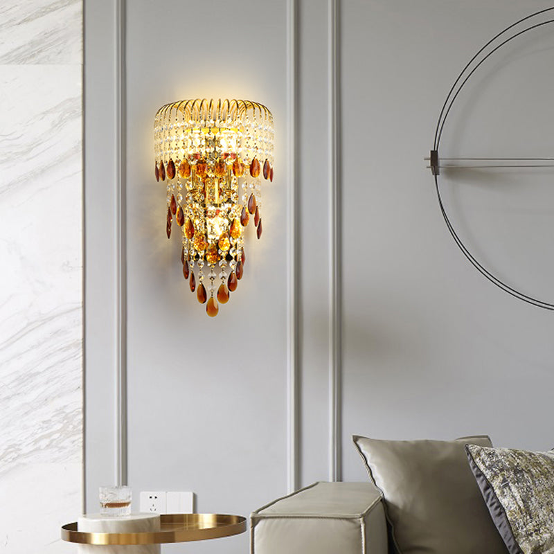 Crystal Unique Shape Wall Light Modern 3 Lights Wall Light Sconce