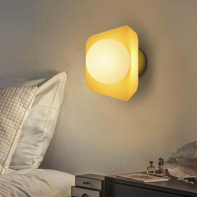 Modernism Globe Shaded Wall Light Macaron Lighting for Living Room