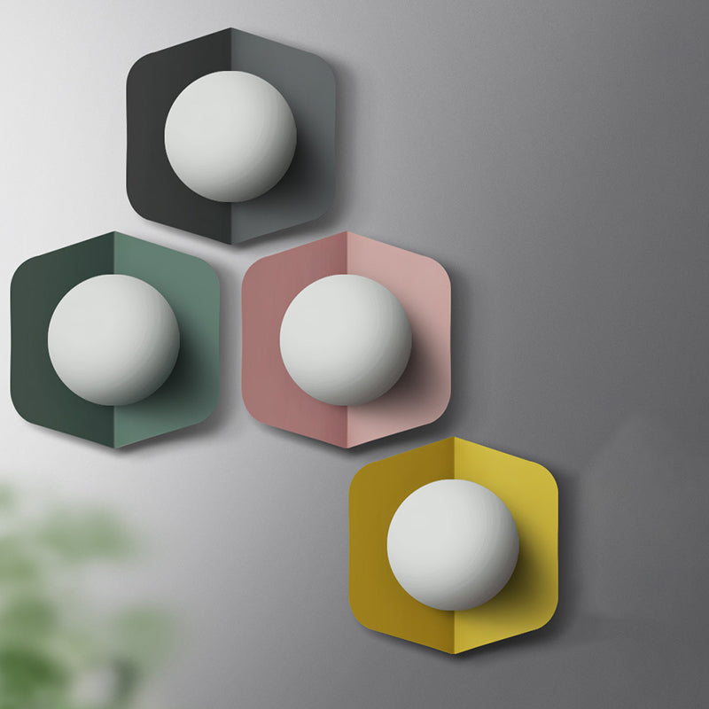 Modernism Globe Shaded Wall Light Macaron Lighting for Living Room