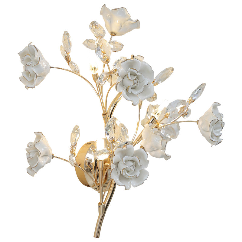 Crystal Flower Shape Wall Light Modern Multi Lights Wall Light Sconce