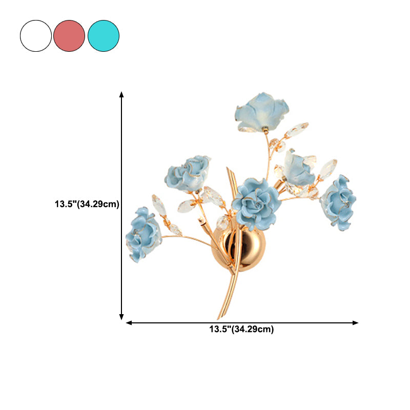 Crystal Flower Shape Wall Light Modern Multi Lights Wall Light Sconce