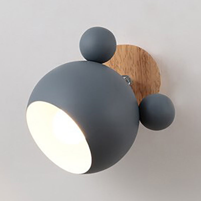 Children Flush Mount Wall Light Polish Finish Wood Lighting for Home