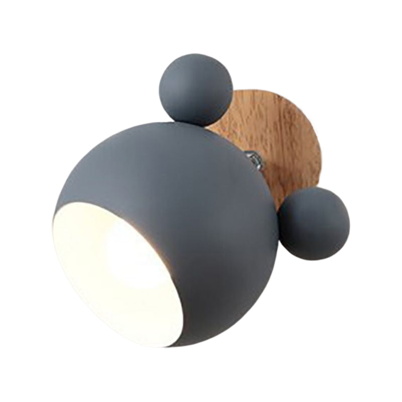 Children Flush Mount Wall Light Polish Finish Wood Lighting for Home