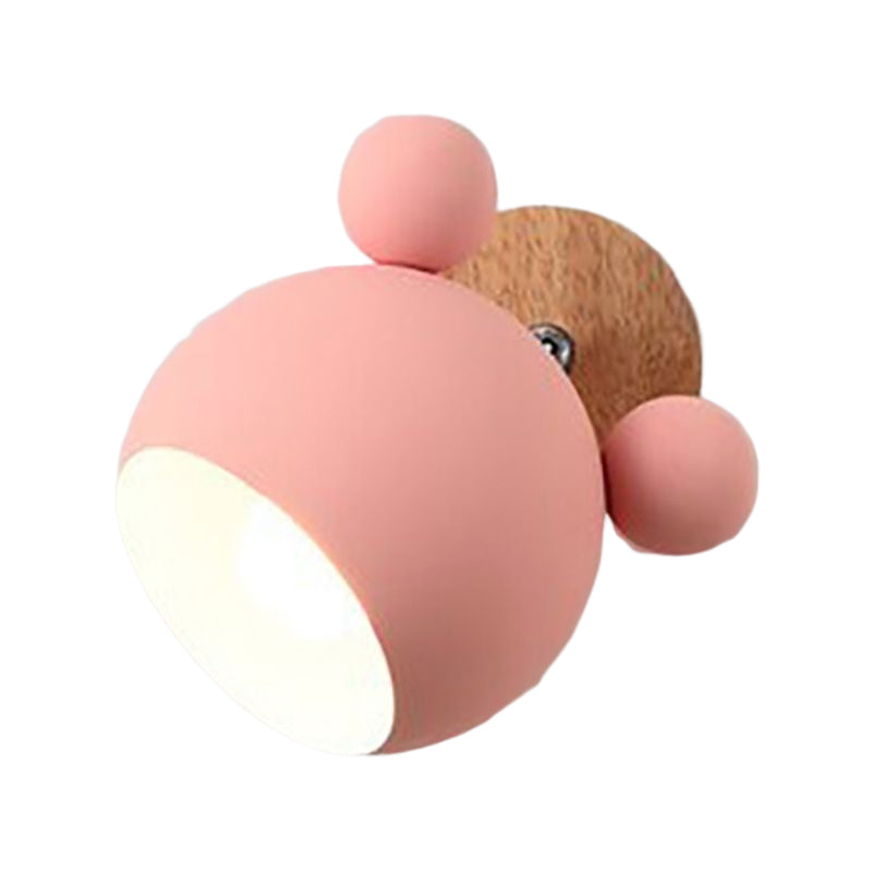 Children Flush Mount Wall Light Polish Finish Wood Lighting for Home