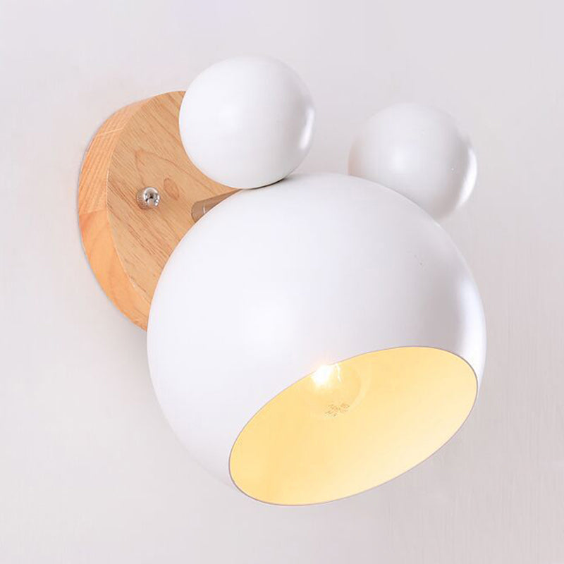 Children Flush Mount Wall Light Polish Finish Wood Lighting for Home