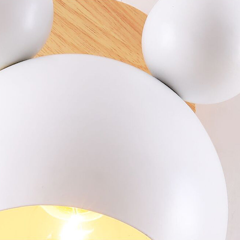 Children Flush Mount Wall Light Polish Finish Wood Lighting for Home
