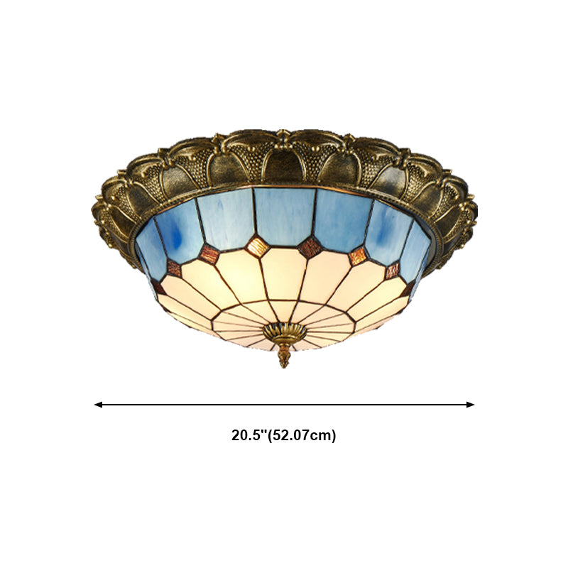 Tiffany LED Ceiling Light Geometric Glass Flush Mount for Living Room