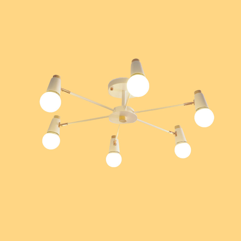 Industrial Multi-Light Ceiling Light Wrought Iron Semi Flush Mount for Living Room