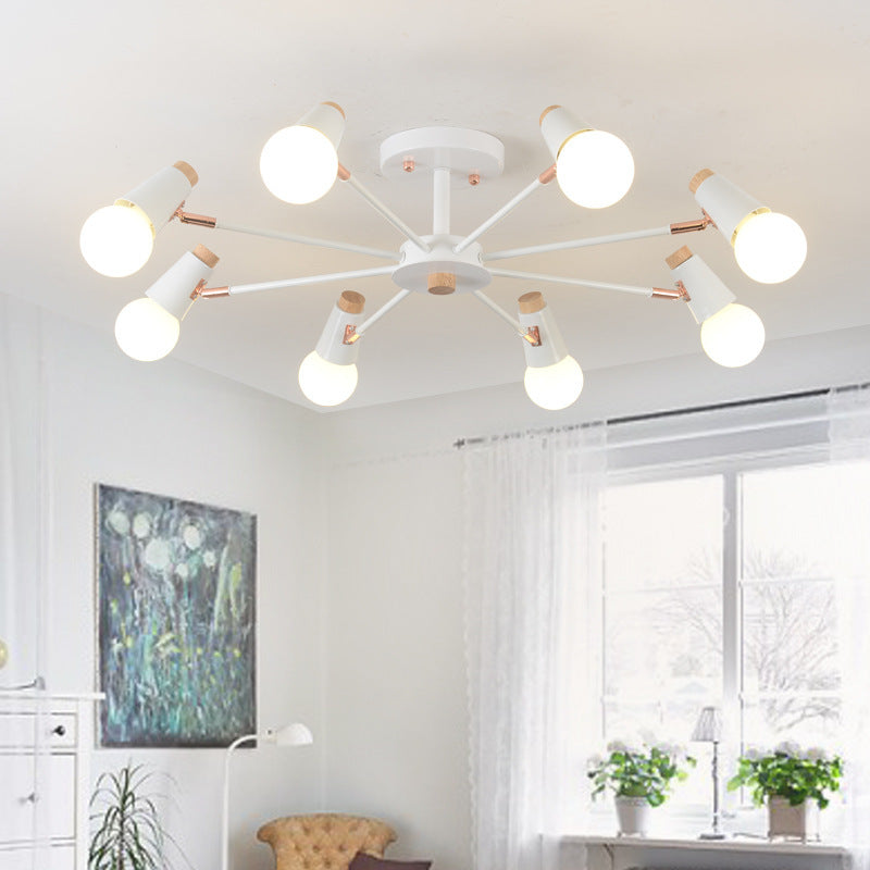 Industrial Multi-Light Ceiling Light Wrought Iron Semi Flush Mount for Living Room