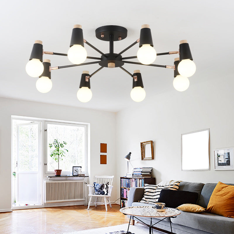 Industrial Multi-Light Ceiling Light Wrought Iron Semi Flush Mount for Living Room