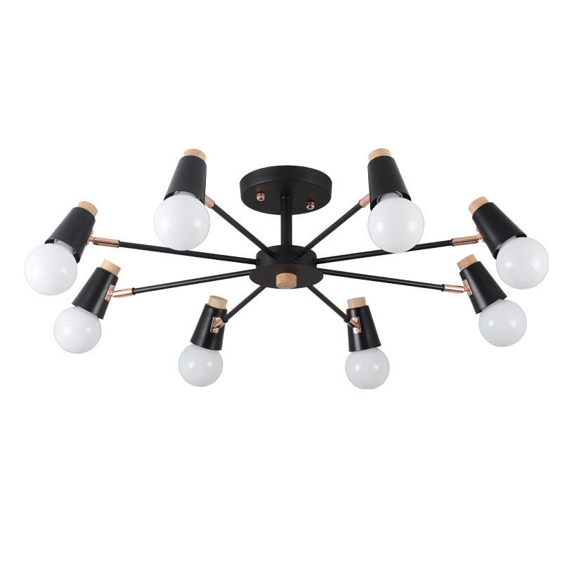 Industrial Multi-Light Ceiling Light Wrought Iron Semi Flush Mount for Living Room