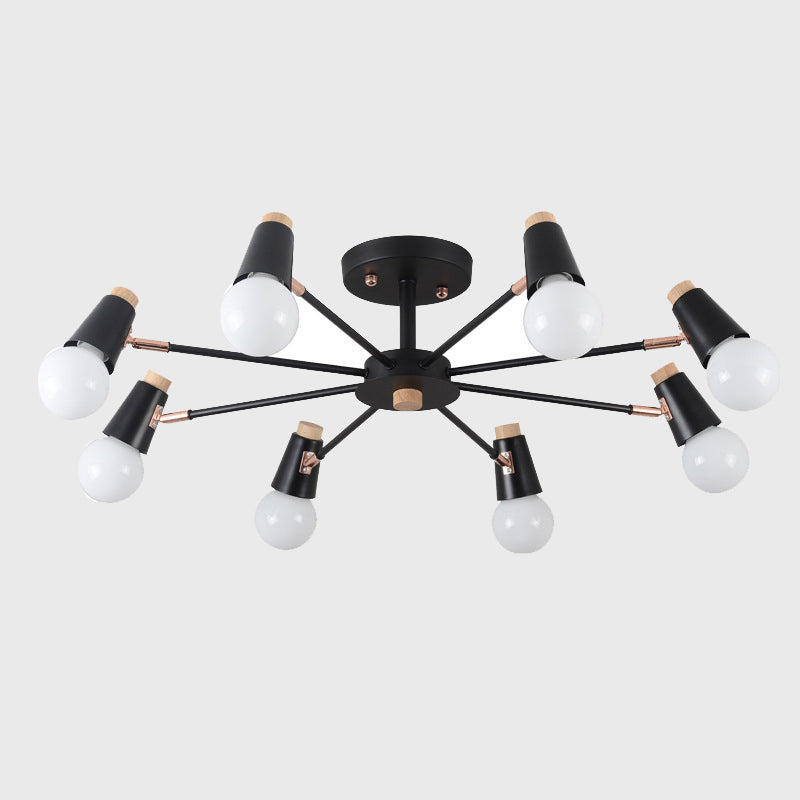Industrial Multi-Light Ceiling Light Wrought Iron Semi Flush Mount for Living Room