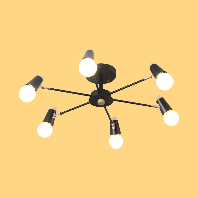 Industrial Multi-Light Ceiling Light Wrought Iron Semi Flush Mount for Living Room