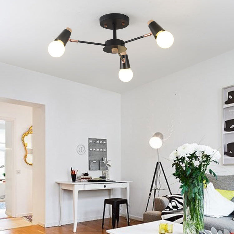 Industrial Multi-Light Ceiling Light Wrought Iron Semi Flush Mount for Living Room