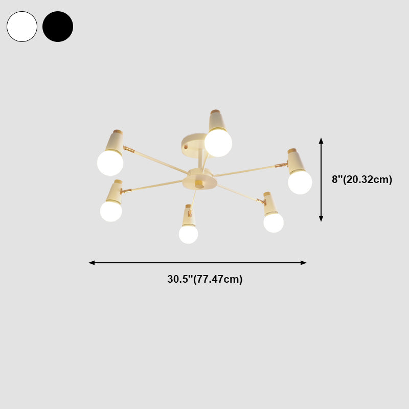 Industrial Multi-Light Ceiling Light Wrought Iron Semi Flush Mount for Living Room
