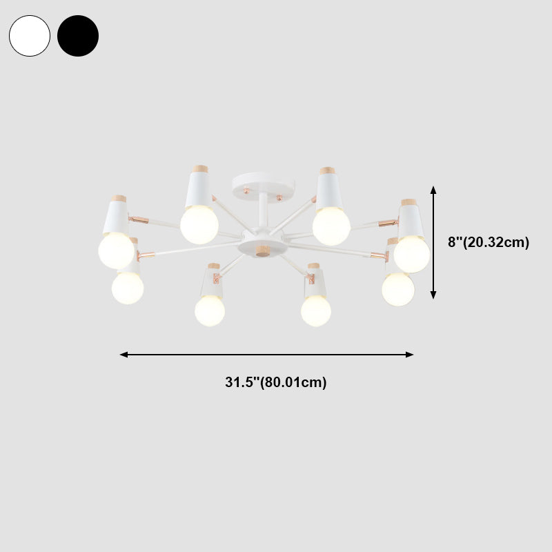 Industrial Multi-Light Ceiling Light Wrought Iron Semi Flush Mount for Living Room