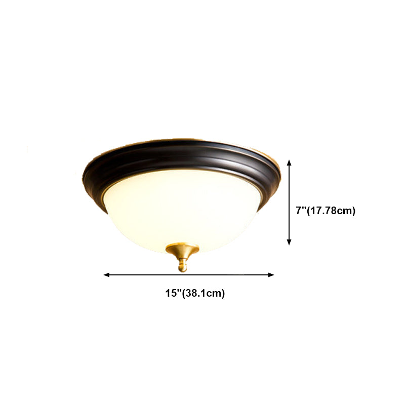 Brass Geometric Ceiling Fixture Traditional Frosted Glass Flush Mount for Corridor