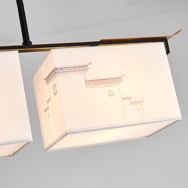 White Fabrics Ceiling Light in Traditional Style Geometric Flush Mount for Bedroom