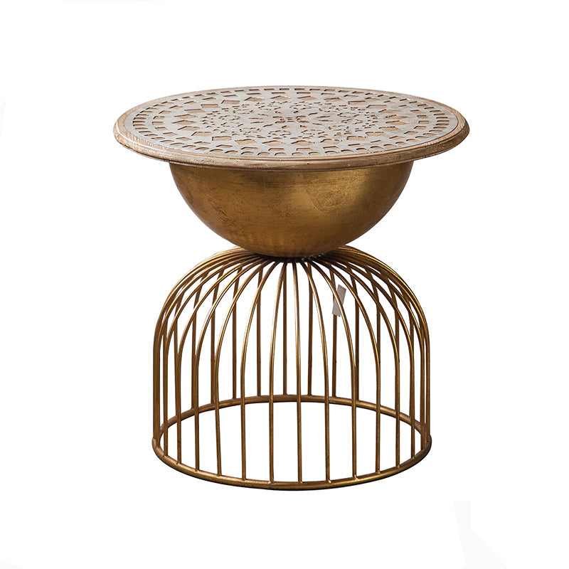 French Country Distressed Wooden Coffee Table Round Top Cocktail Table for Living Room