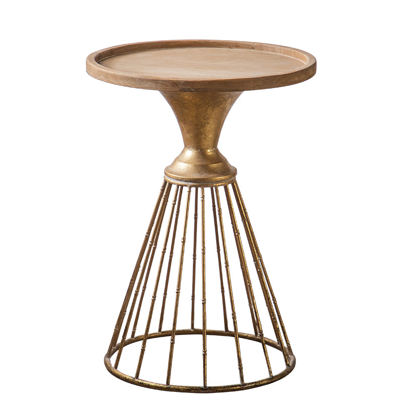 French Country Distressed Wooden Coffee Table Round Top Cocktail Table for Living Room