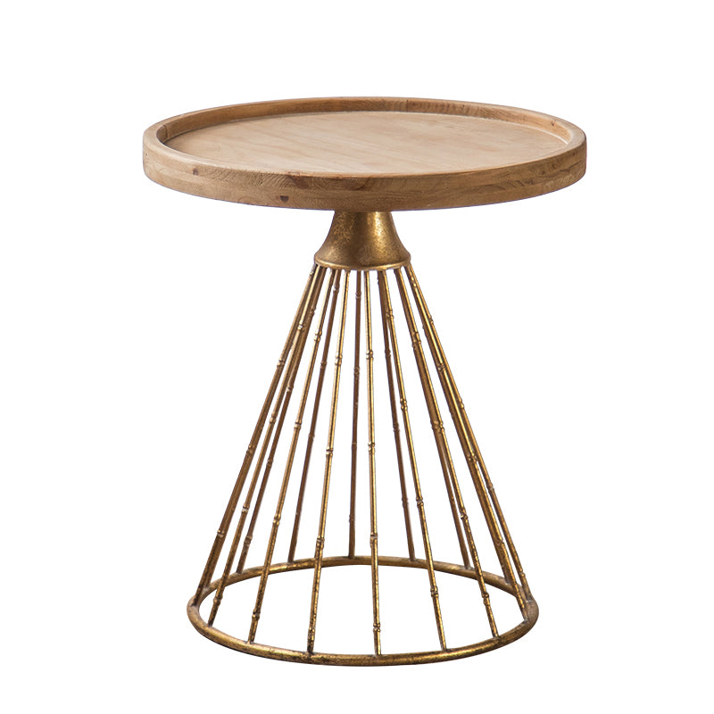 French Country Distressed Wooden Coffee Table Round Top Cocktail Table for Living Room