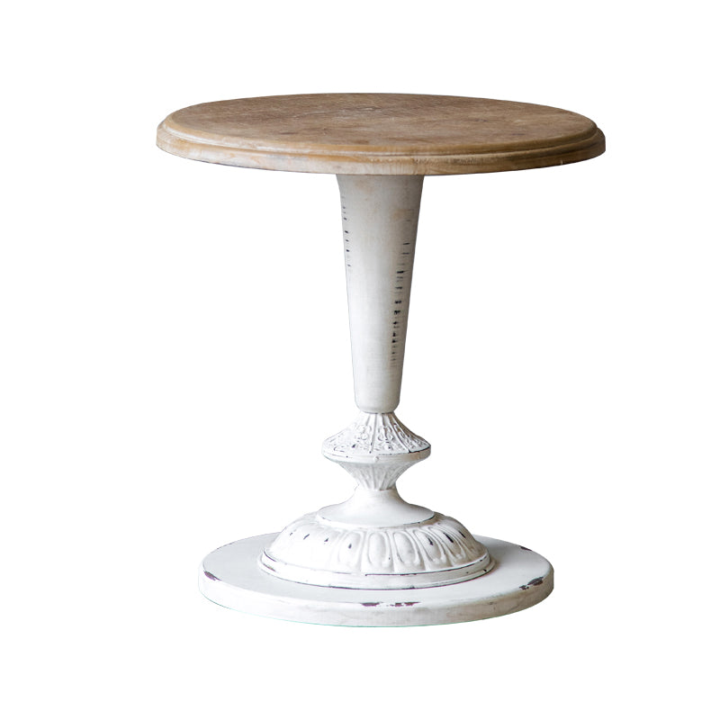 French Country Distressed Wooden Coffee Table Round Top Cocktail Table for Living Room