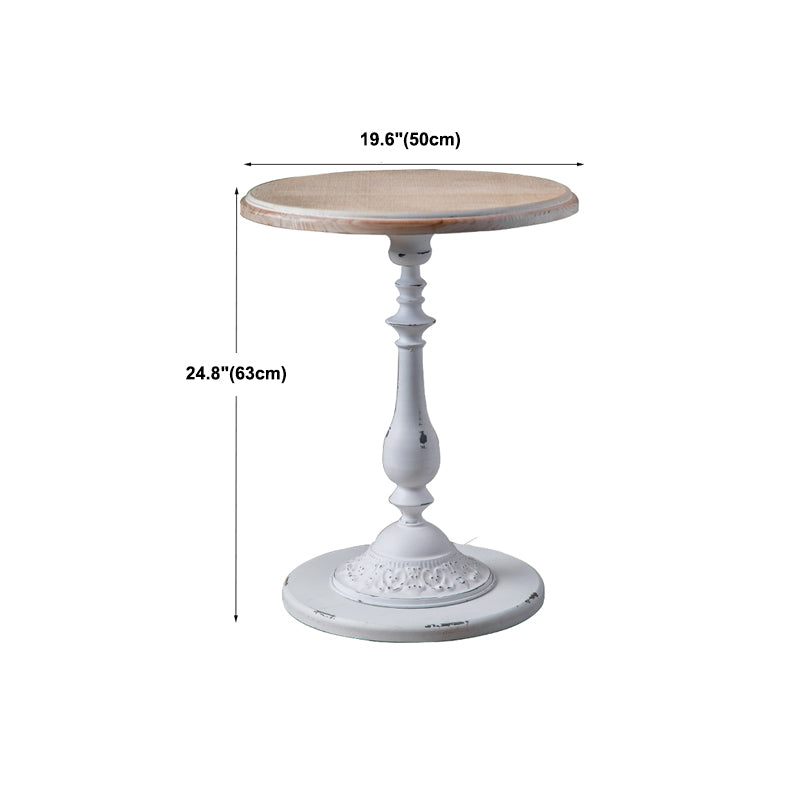 French Country Distressed Wooden Coffee Table Round Top Cocktail Table for Living Room