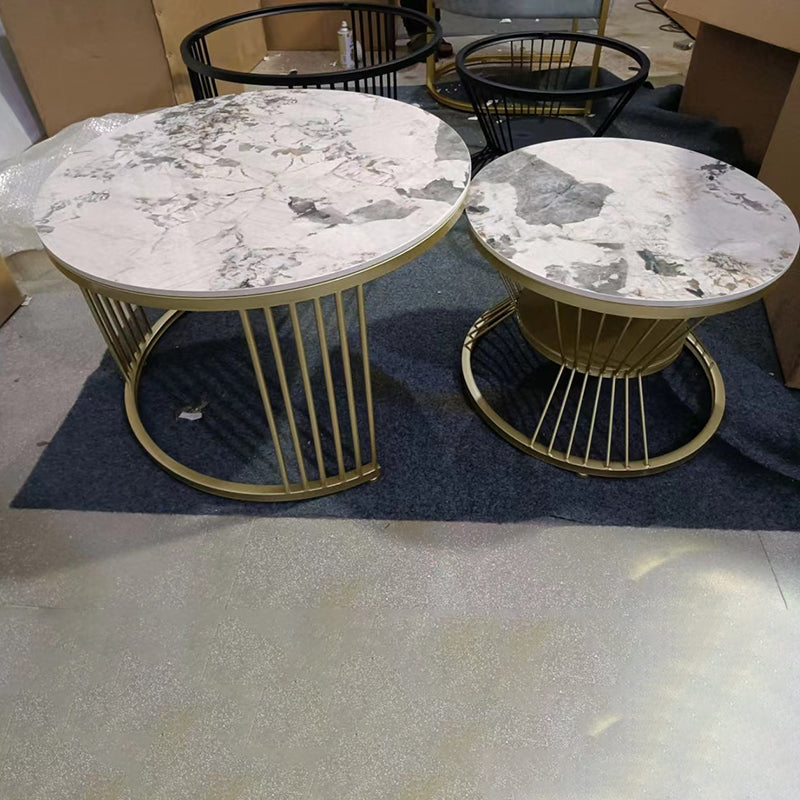 2 Piece Bunching Tables Slate Round Modern Minimalist Coffee Table